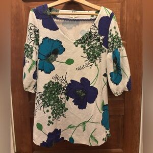 Anthropologie Deletta Blue, Purple and Green Floral Blouse